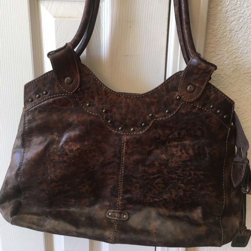 Large distressed FRYE BAG APPROX 23